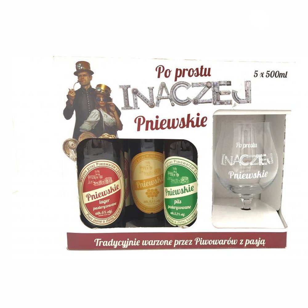 Piwo Pniewskie Po Prostu Inaczej 5 x 500 ml +  Pokal