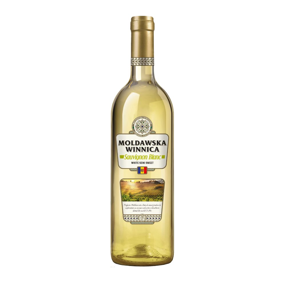 Wino Mołdawska Winnica Sauvignon Blanc 12% białe półsłodkie 750 ml